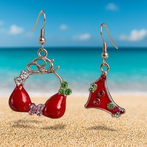 Red Bikini Beach Summer Dangle Earrings